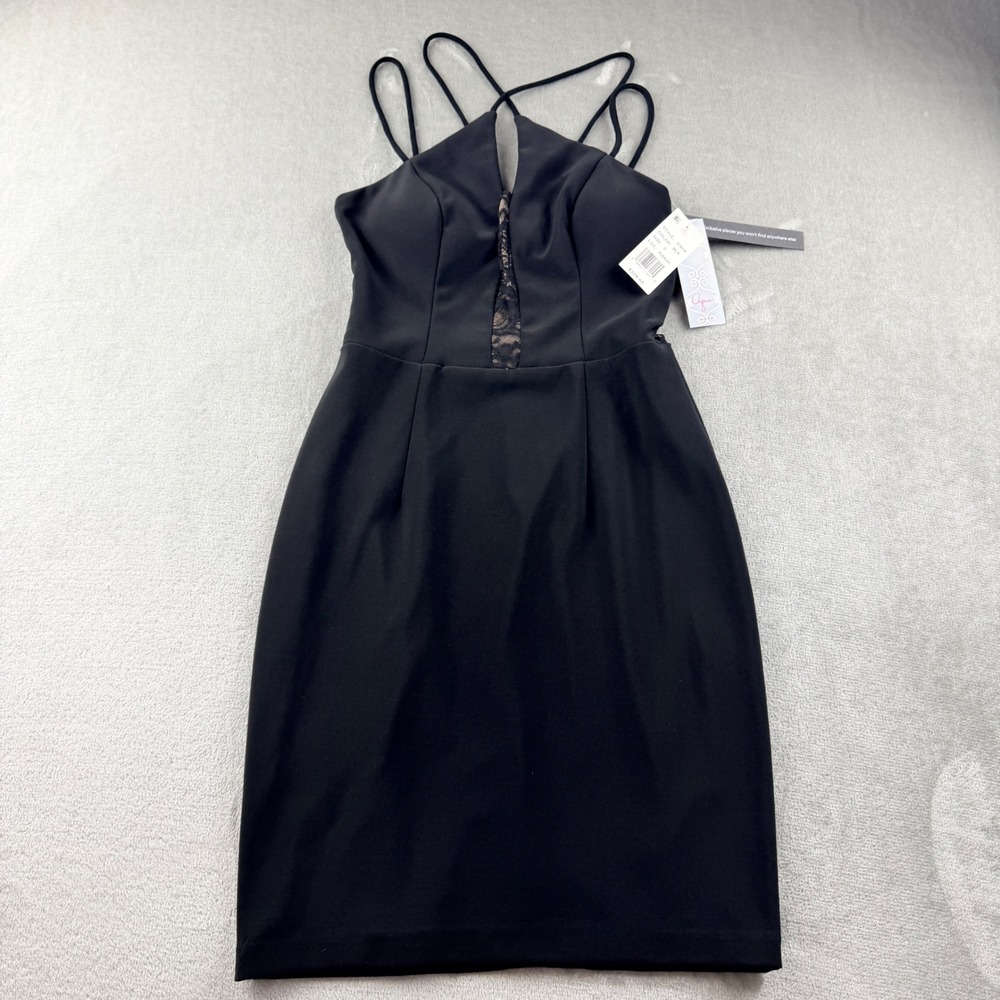 Aqua Dresses Women's Size 0 Black Lace Back Strappy Sheath Dress 1780X